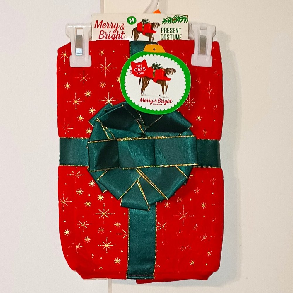 NWT ~ Merry & Bright Collection Red And Green Present Dog Costume - Size: Med.